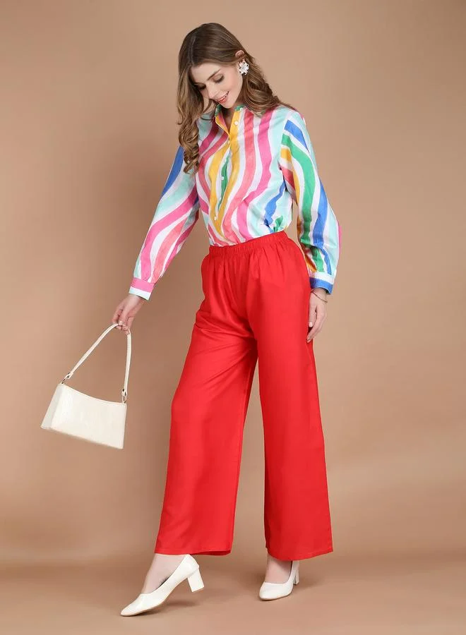 Take Two Red Red Wide Leg Ethnic Palazzos By Michael Kovlin for Women | Best Price UAE